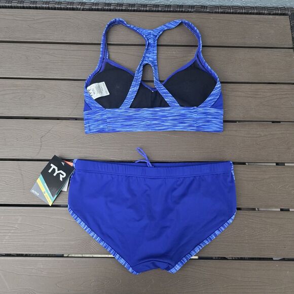 TYR Womens Velvet Blue V-Neck Bikini Top (M)  W/ Matching Hipkini (S) NEW No Tag - Picture 2 of 3